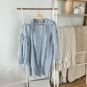 Blue and White Striped Button Down